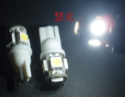 LEDバルブ  T10/T16ウェッジ　3チップSMD LED 5連/ホワイト/2個 [慧光6-2]