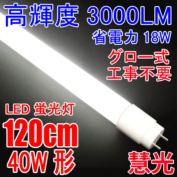 商品詳細 LED蛍光灯 40W形 高輝度3000LM 省電力18W グロー用 120PG-X | エコウ・ショッピングストア